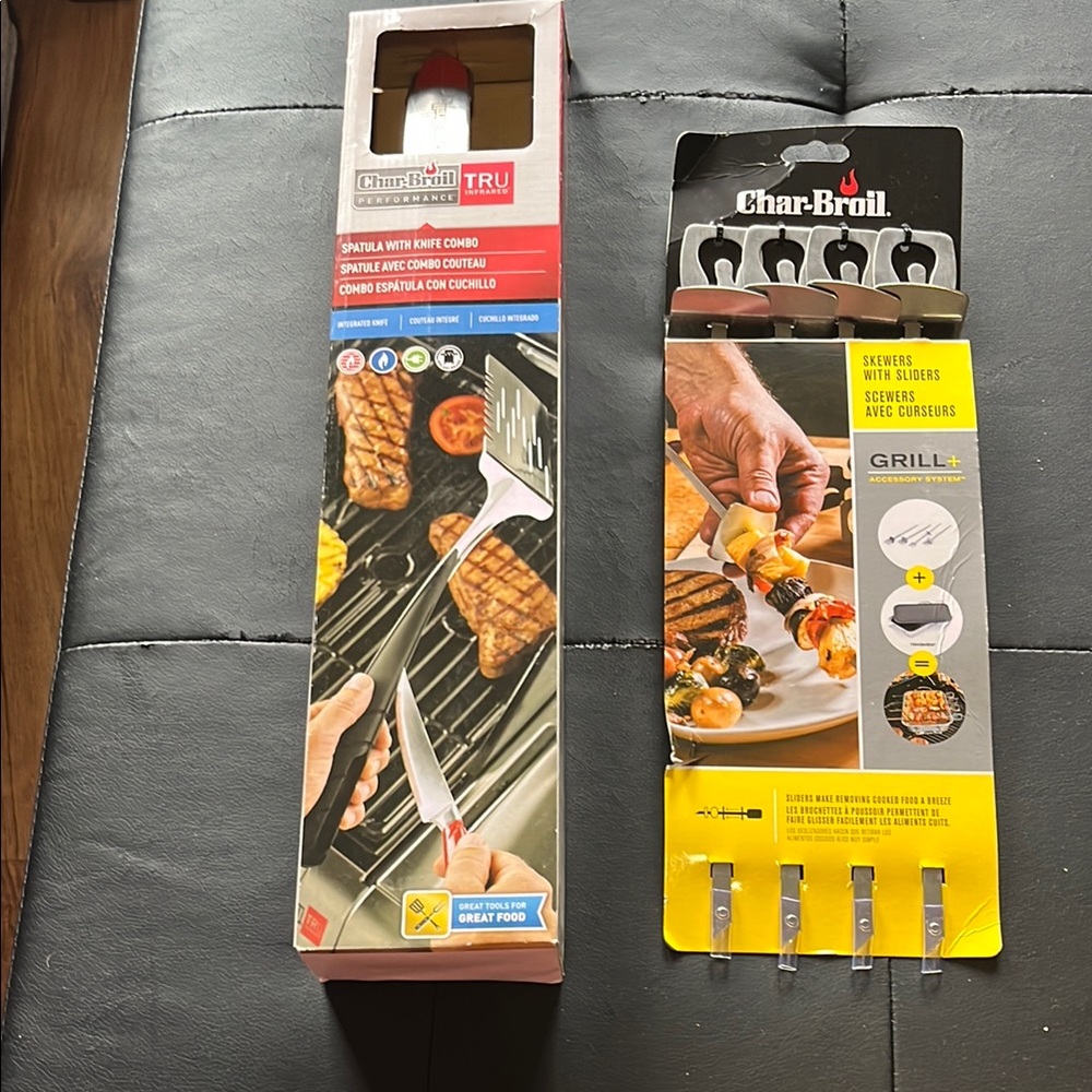 Silver Grill Spatula with knife and Skewer Set